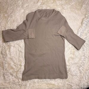 H&M Waffle Knit Long Sleeve shirt Light Taupe large slim fit